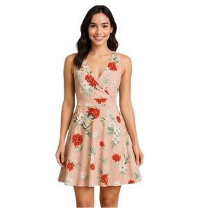 Guberry Coquette Floral Wrap Dress Sleeveless Fit & Flare Size S
